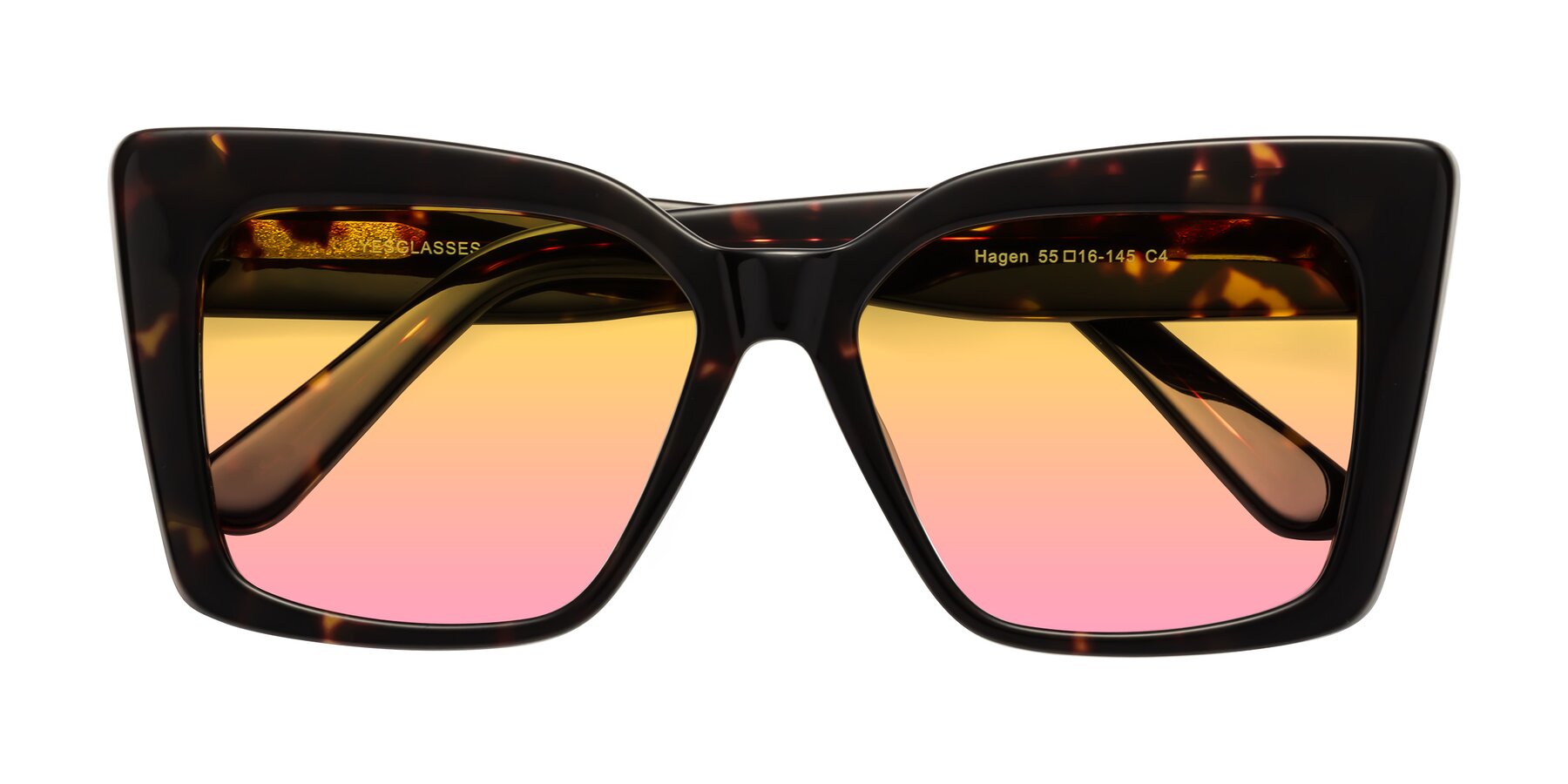 Folded Front of Hagen in Tortoise with Yellow / Pink Gradient Lenses