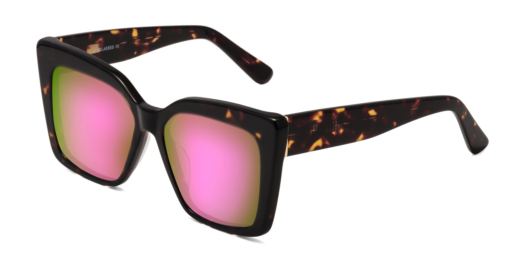 Angle of Hagen in Tortoise with Pink Mirrored Lenses