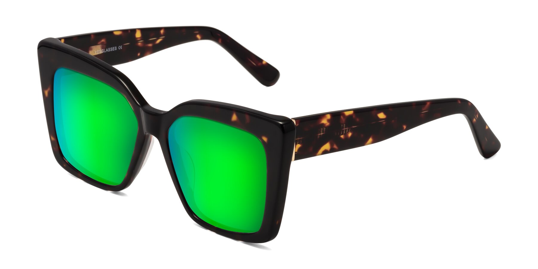 Angle of Hagen in Tortoise with Green Mirrored Lenses