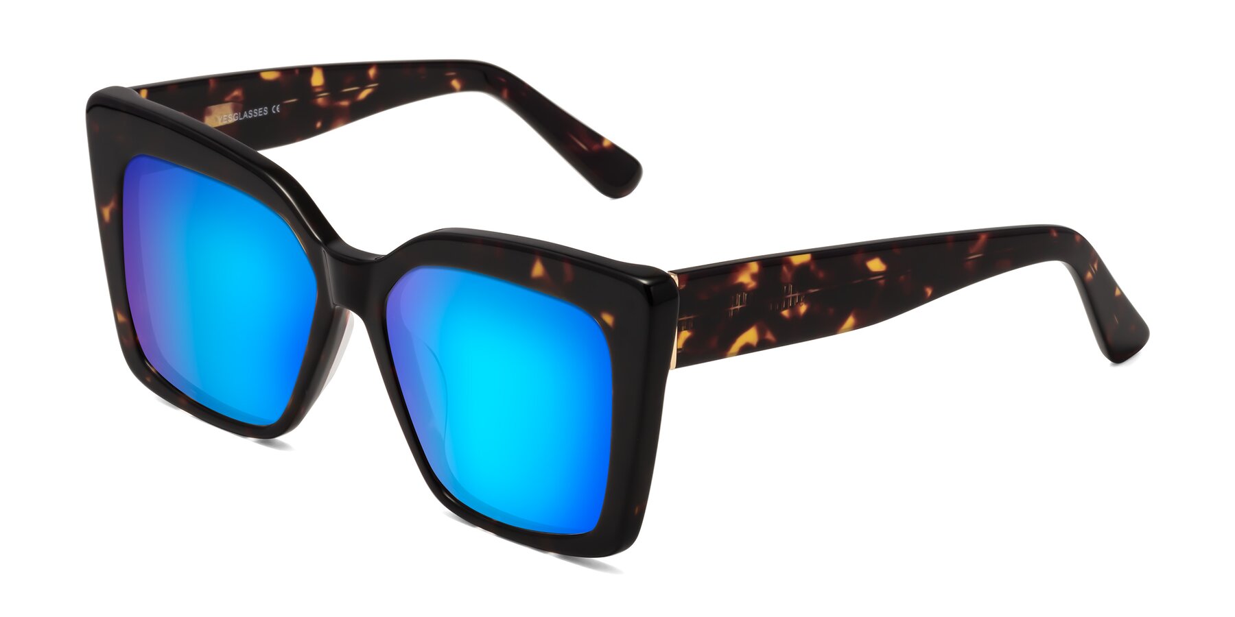 Angle of Hagen in Tortoise with Blue Mirrored Lenses