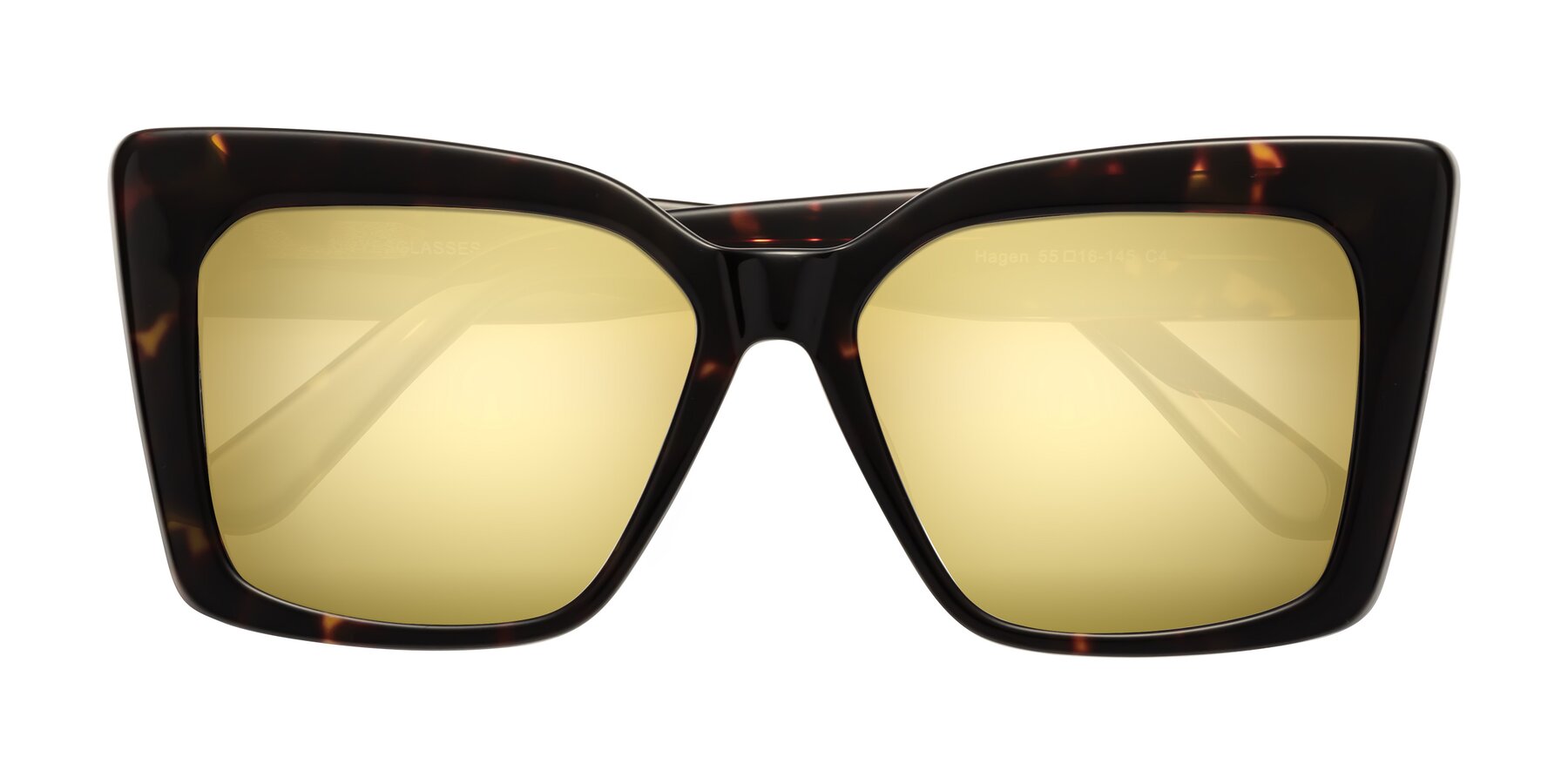 Folded Front of Hagen in Tortoise with Gold Mirrored Lenses
