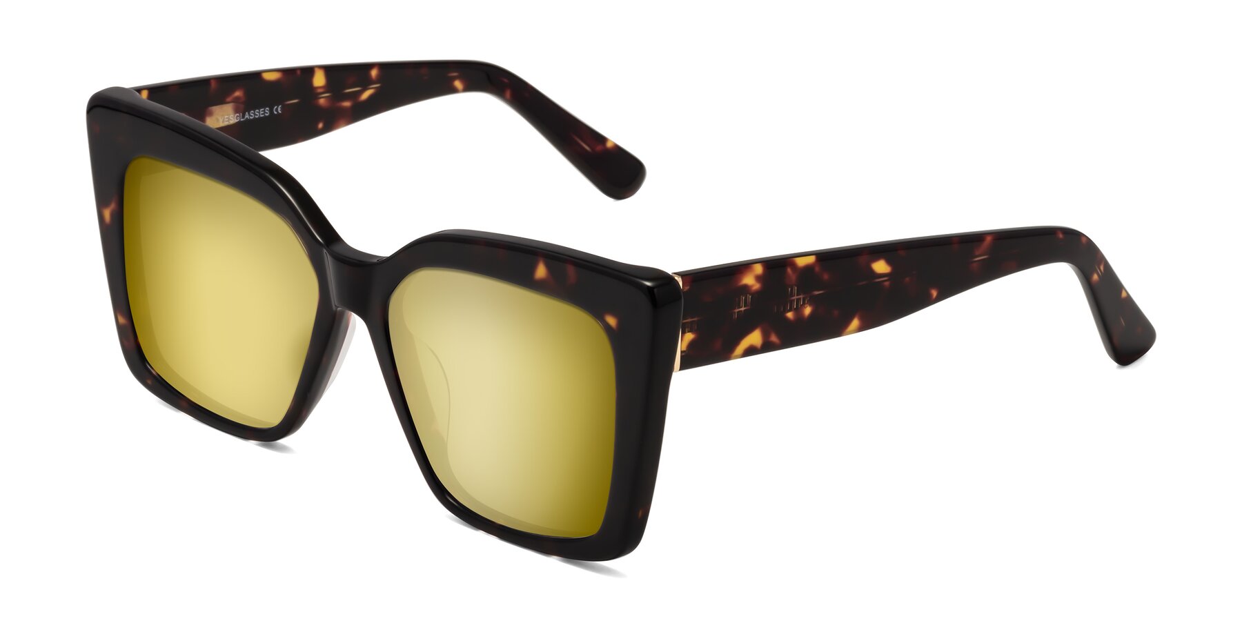 Angle of Hagen in Tortoise with Gold Mirrored Lenses