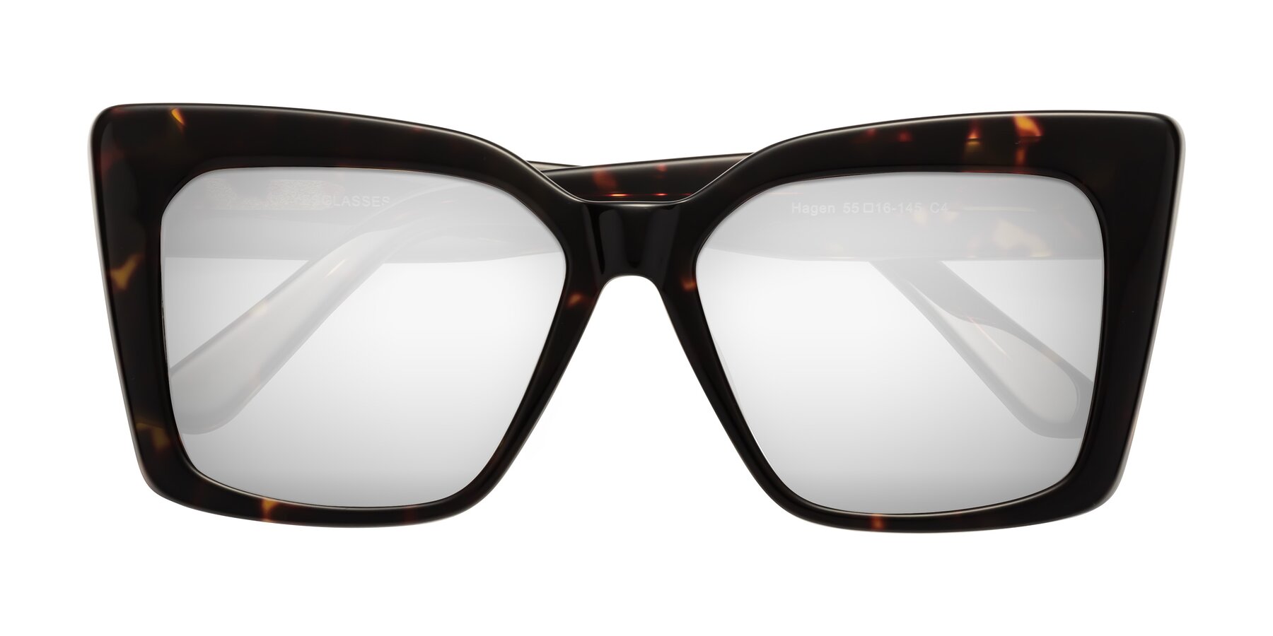 Folded Front of Hagen in Tortoise with Silver Mirrored Lenses