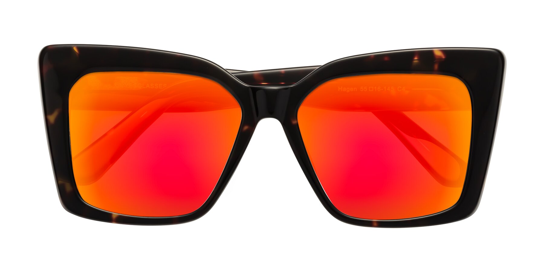 Folded Front of Hagen in Tortoise with Red Gold Mirrored Lenses