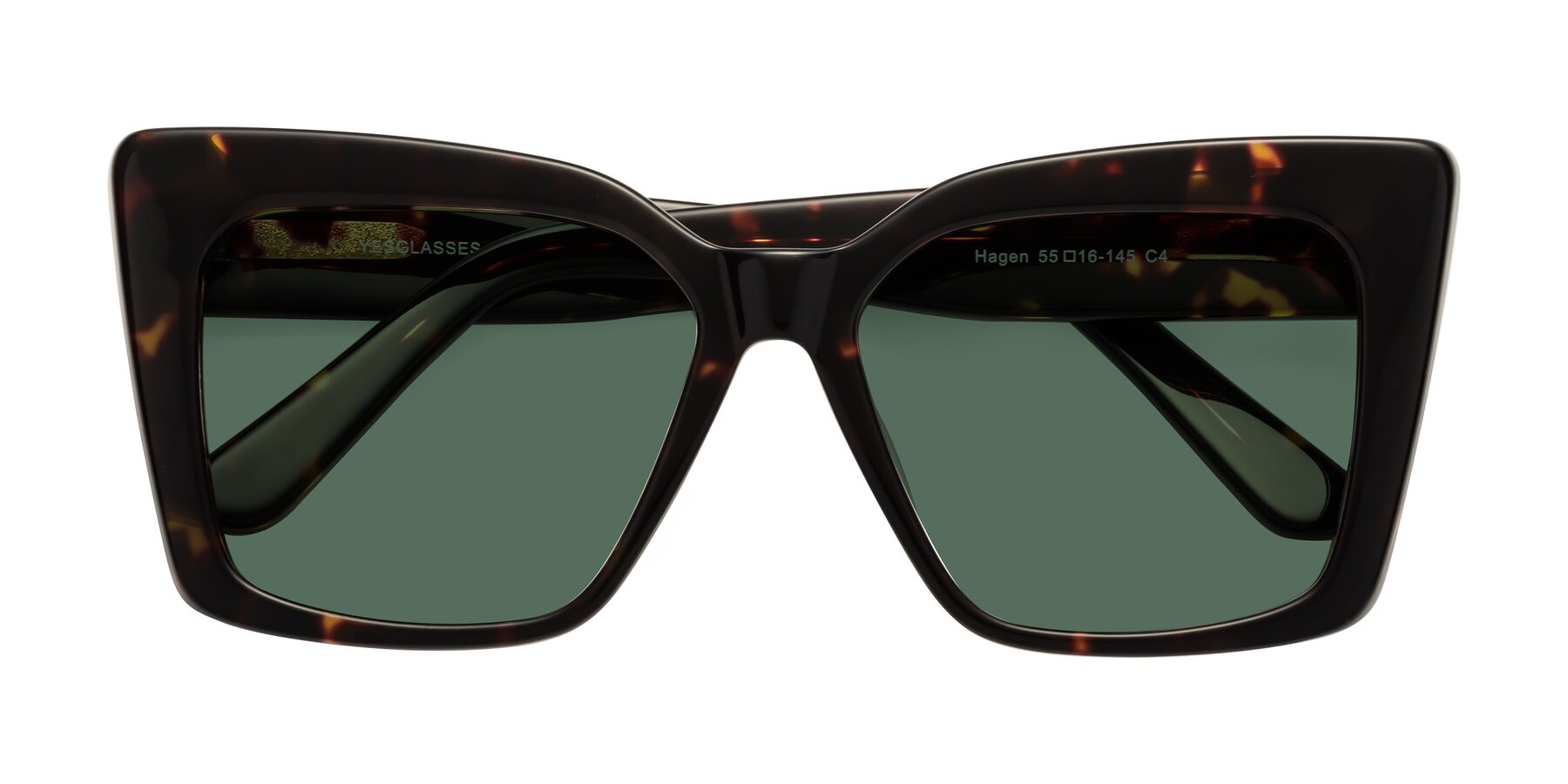 Folded Front of Hagen in Tortoise with Green Polarized Lenses