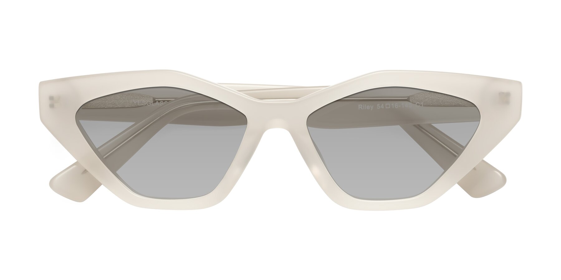Folded Front of Riley in Beige with Light Gray Tinted Lenses
