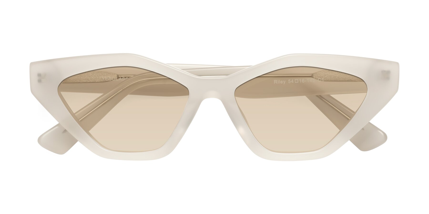 Folded Front of Riley in Beige with Light Brown Tinted Lenses