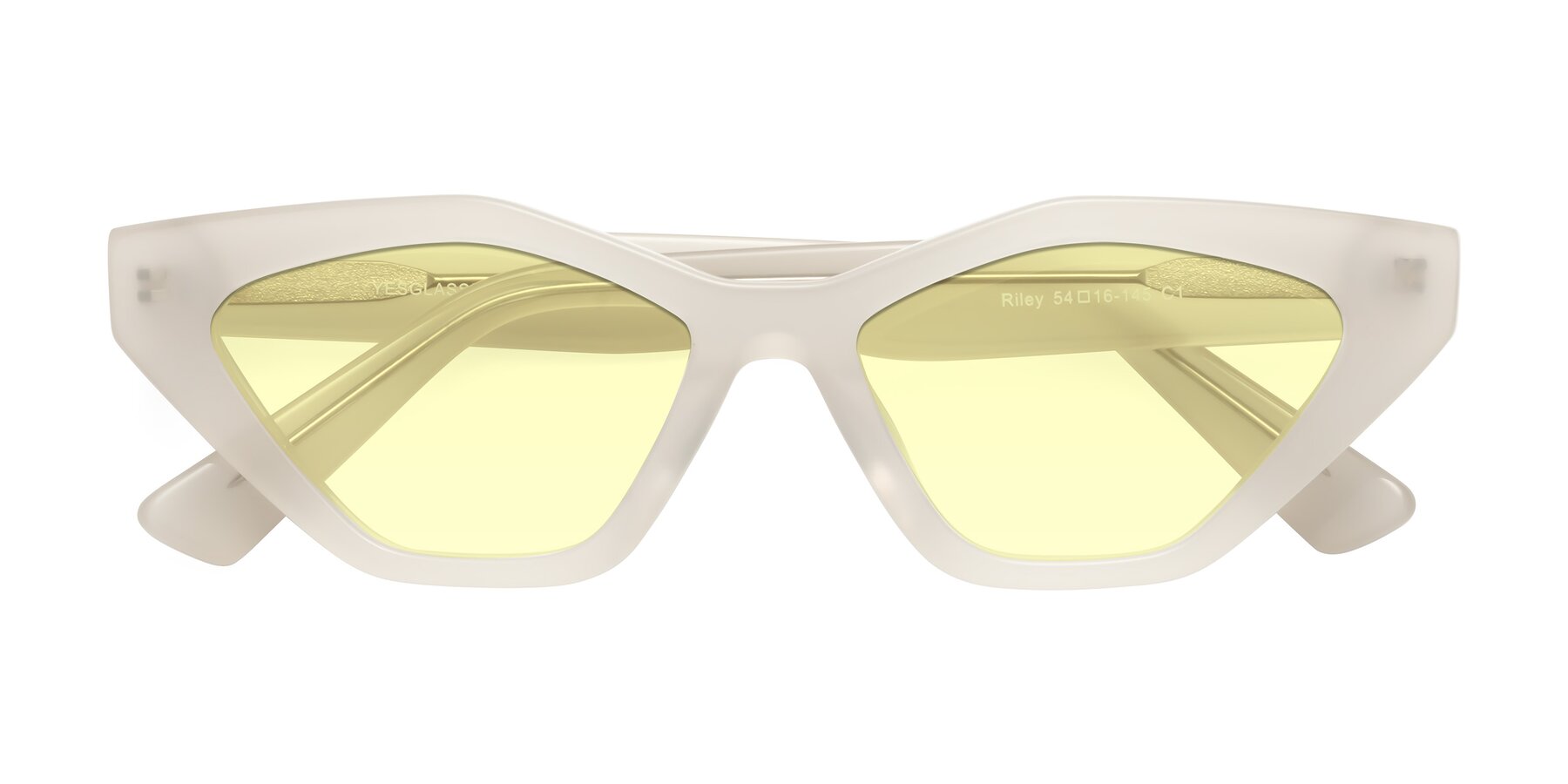 Folded Front of Riley in Beige with Light Yellow Tinted Lenses