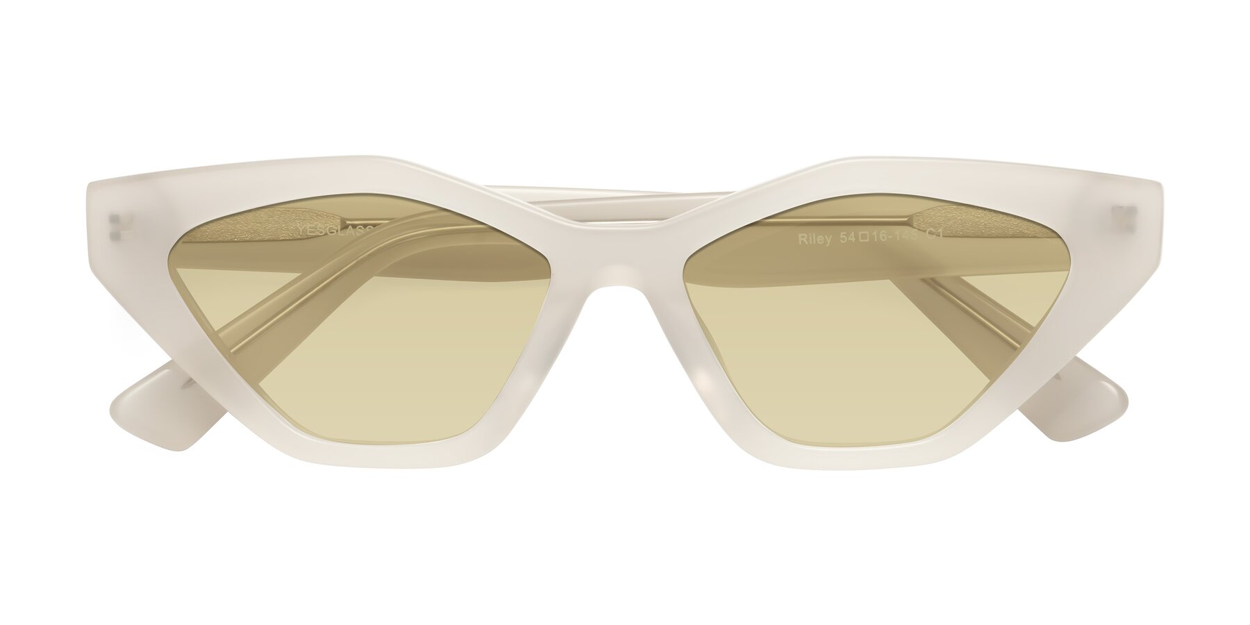 Folded Front of Riley in Beige with Light Champagne Tinted Lenses