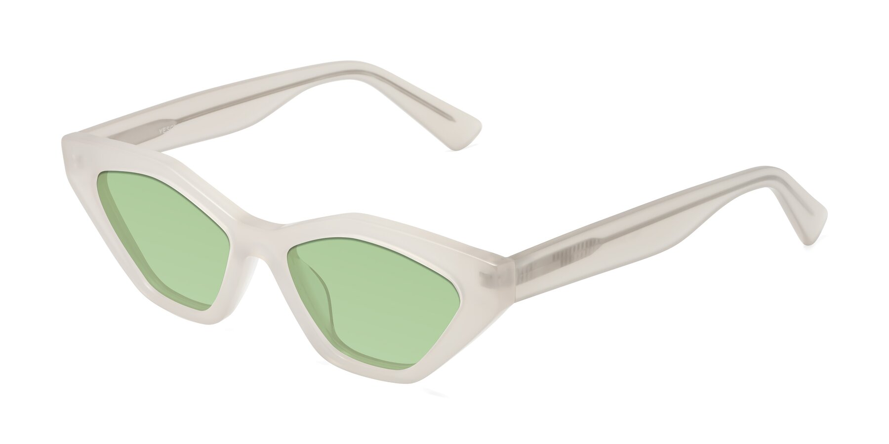 Angle of Riley in Beige with Medium Green Tinted Lenses