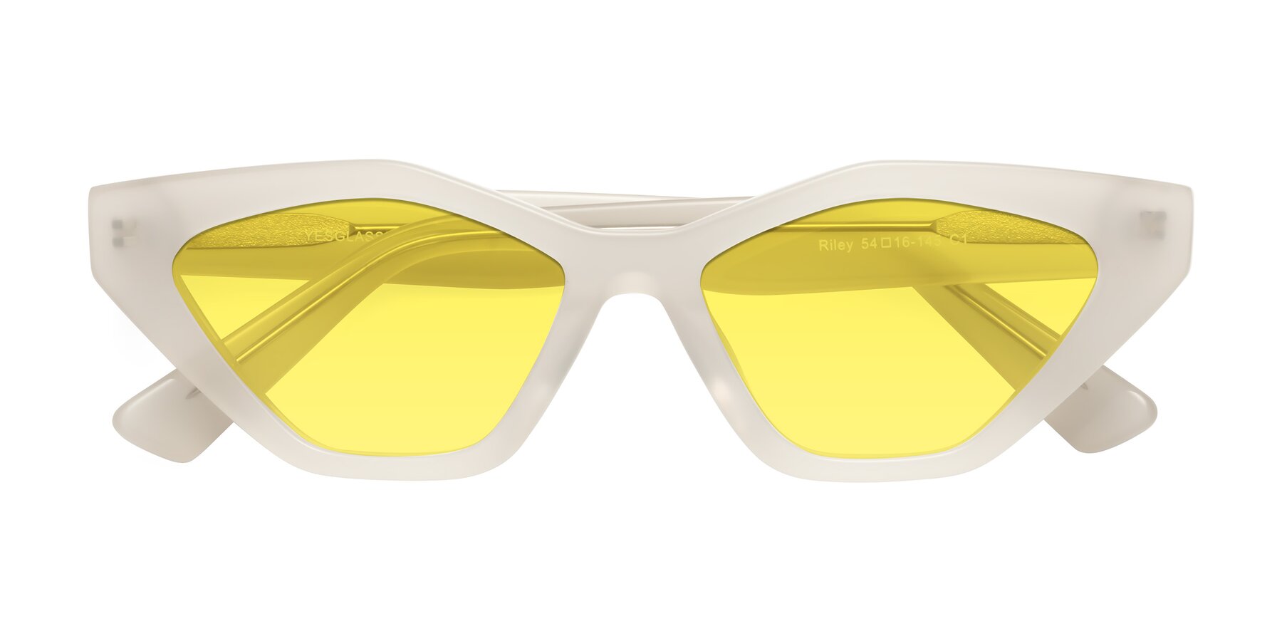Folded Front of Riley in Beige with Medium Yellow Tinted Lenses