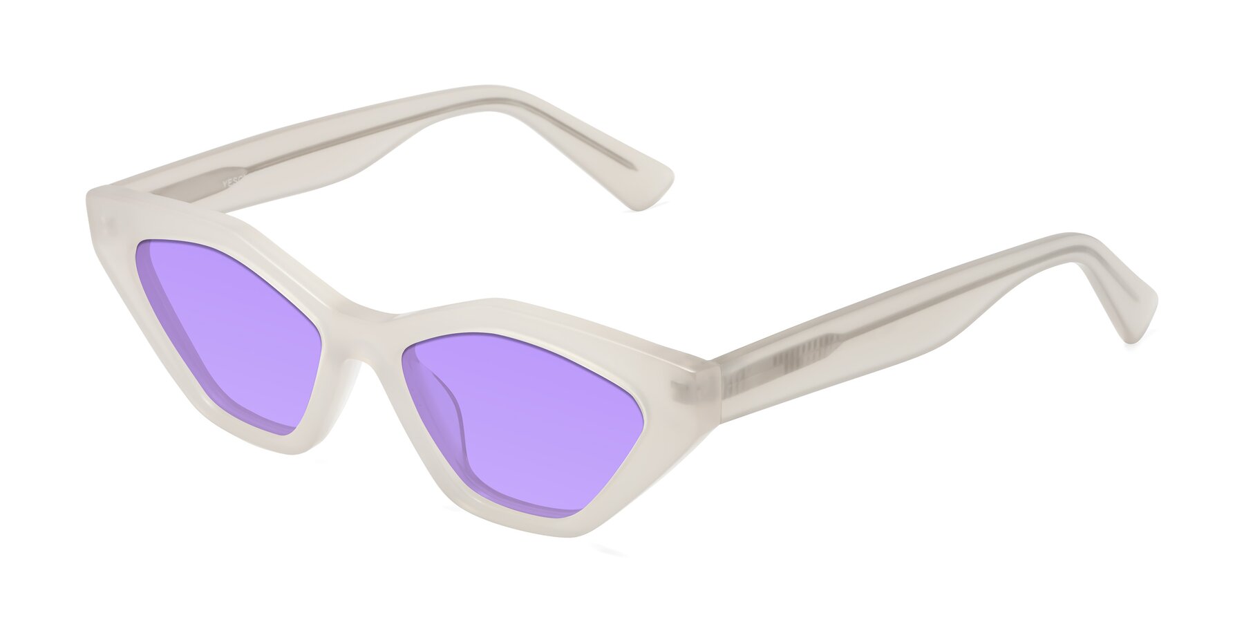 Angle of Riley in Beige with Medium Purple Tinted Lenses