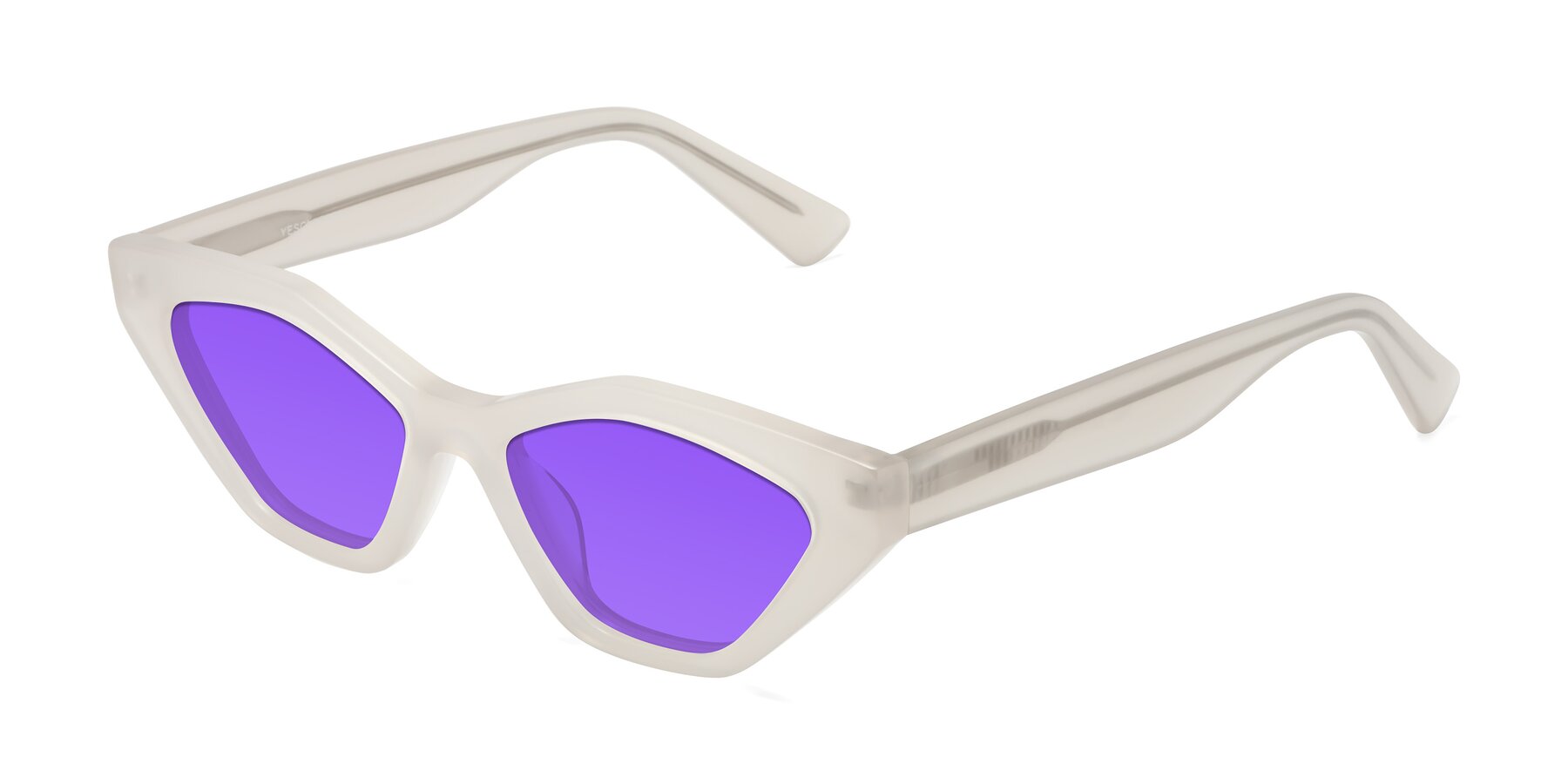 Angle of Riley in Beige with Purple Tinted Lenses