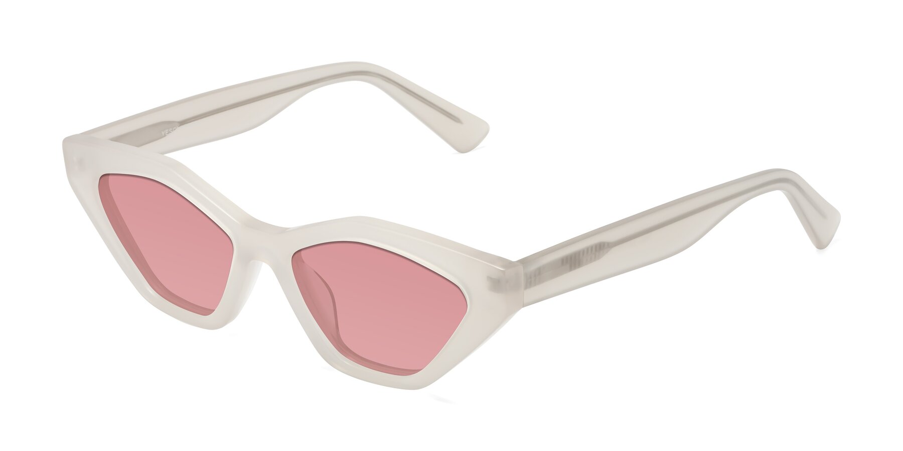 Angle of Riley in Beige with Medium Garnet Tinted Lenses