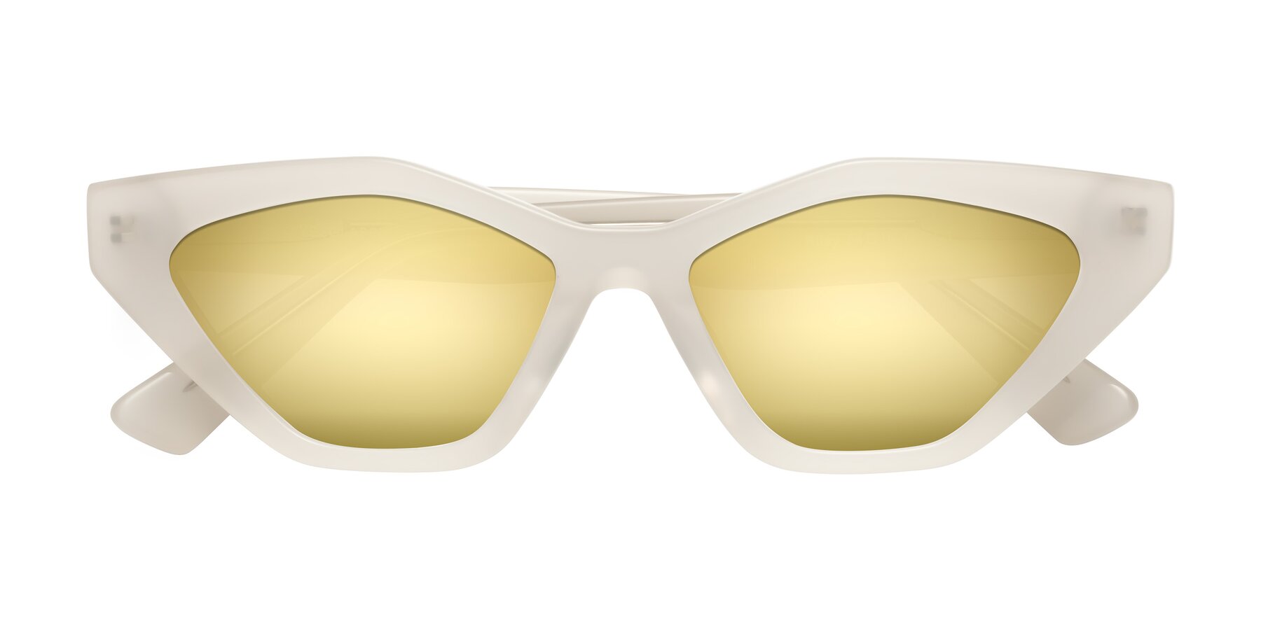 Folded Front of Riley in Beige with Gold Mirrored Lenses