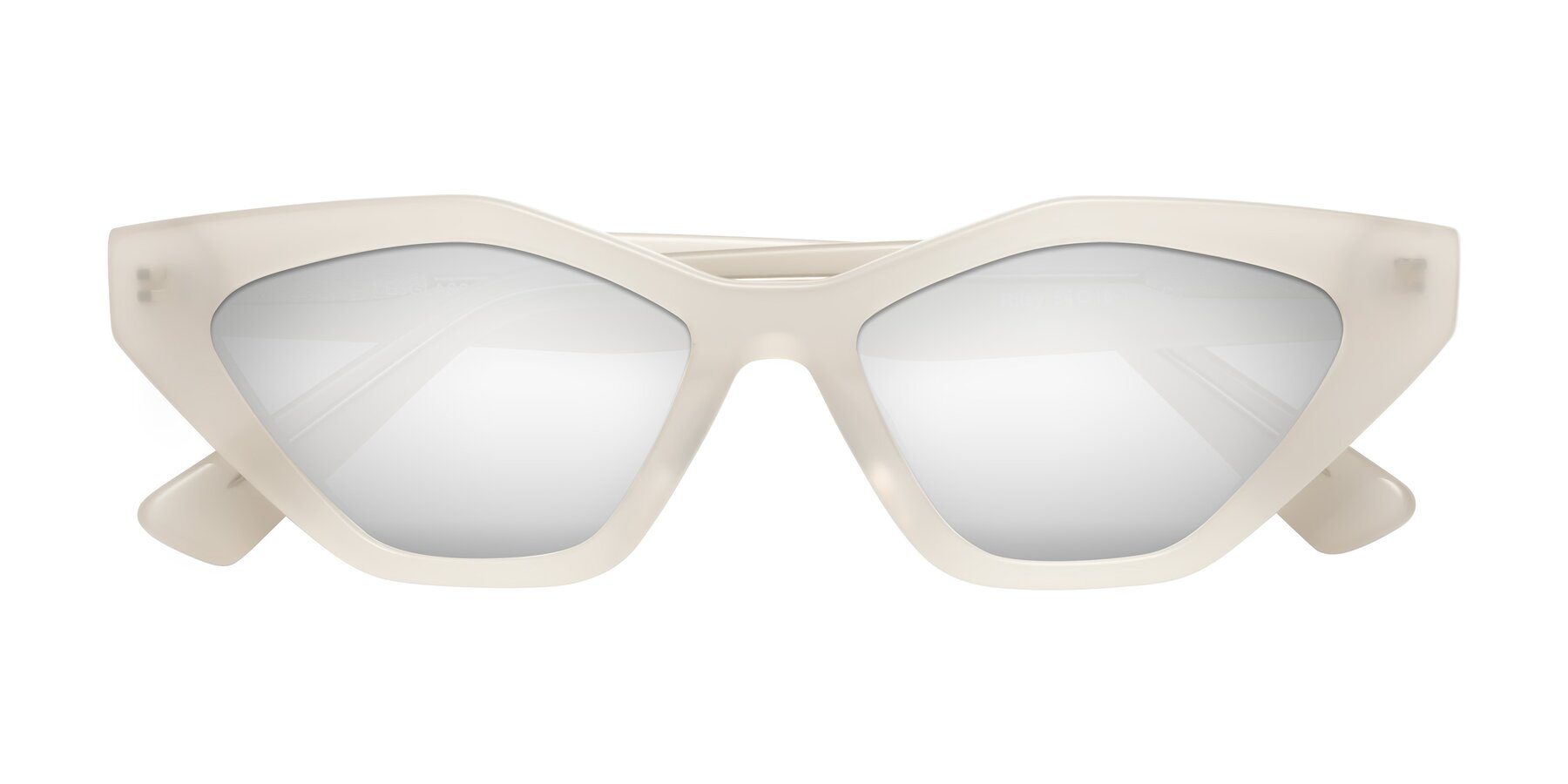 Folded Front of Riley in Beige with Silver Mirrored Lenses