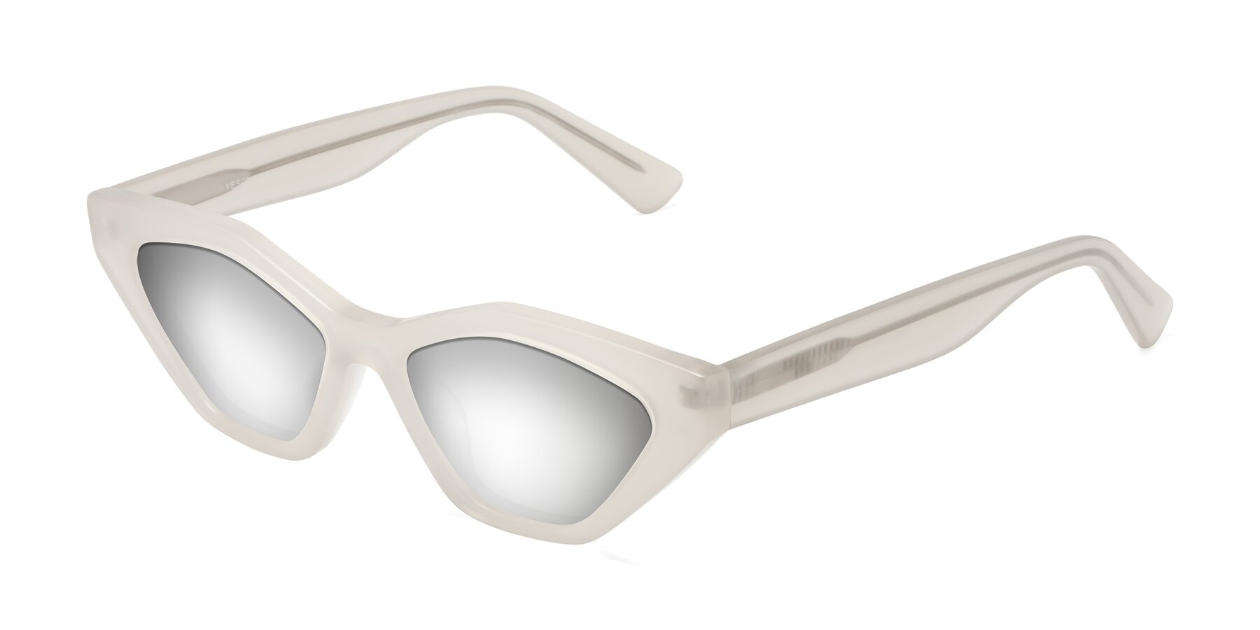 Angle of Riley in Beige with Silver Mirrored Lenses