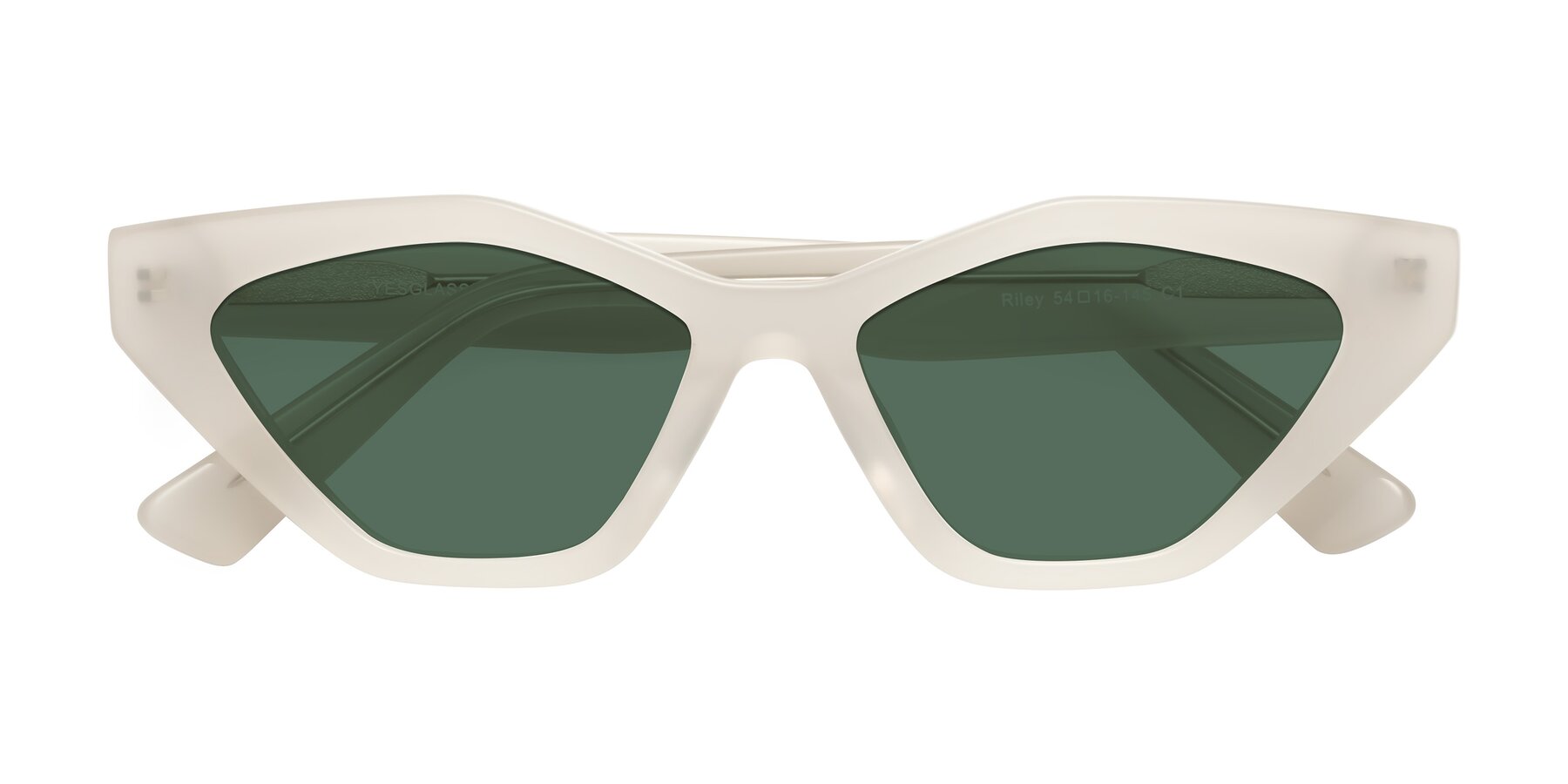 Folded Front of Riley in Beige with Green Polarized Lenses