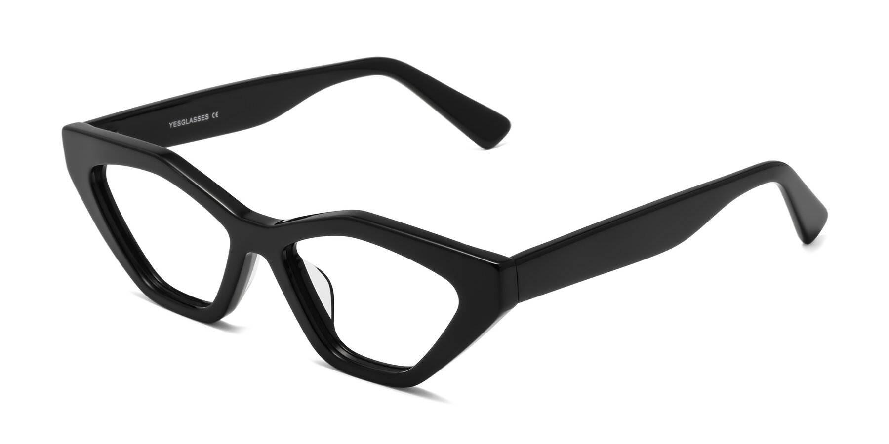 Angle of Riley in Black with Clear Reading Eyeglass Lenses
