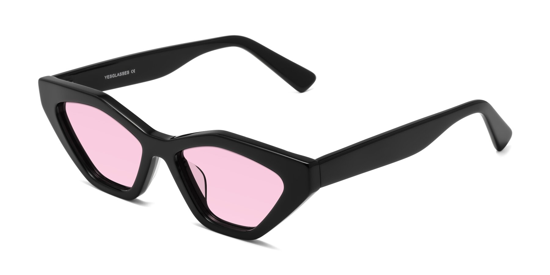 Angle of Riley in Black with Light Pink Tinted Lenses