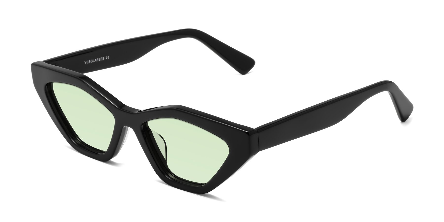 Angle of Riley in Black with Light Green Tinted Lenses