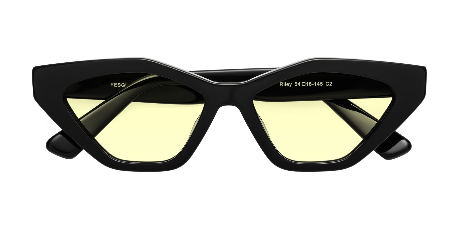 Folded Front of Riley in Black with Light Yellow Tinted Lenses