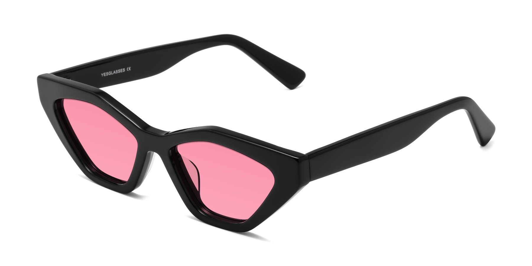 Angle of Riley in Black with Pink Tinted Lenses