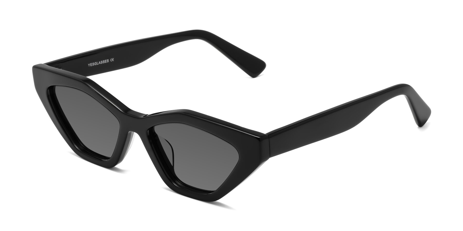 Angle of Riley in Black with Medium Gray Tinted Lenses