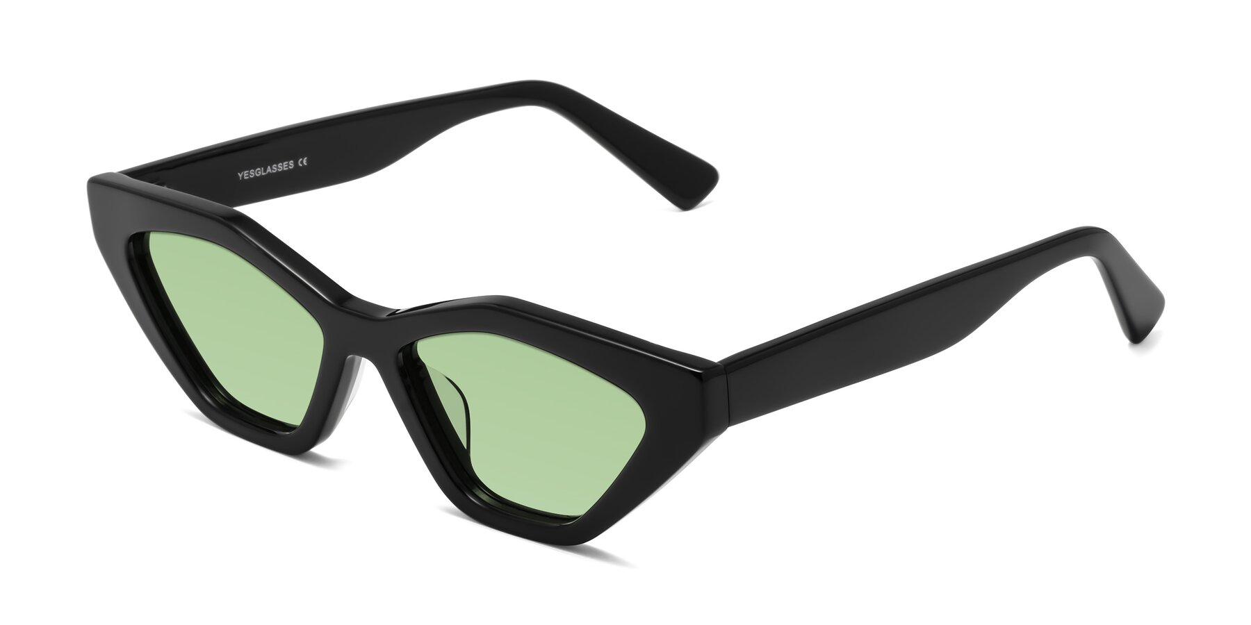 Angle of Riley in Black with Medium Green Tinted Lenses