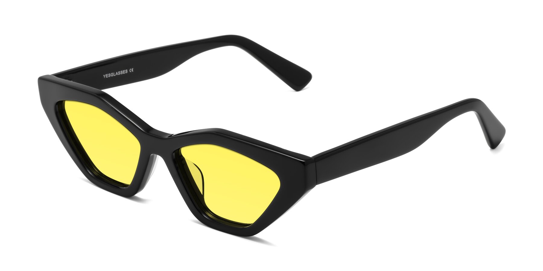 Angle of Riley in Black with Medium Yellow Tinted Lenses