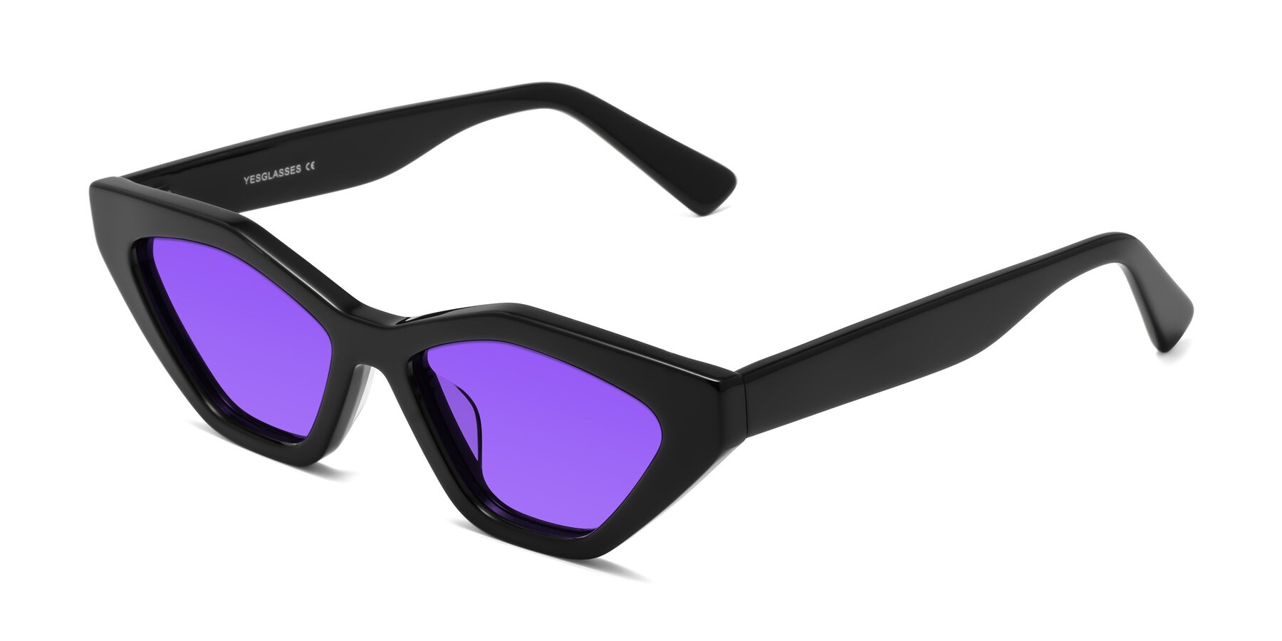 Angle of Riley in Black with Purple Tinted Lenses