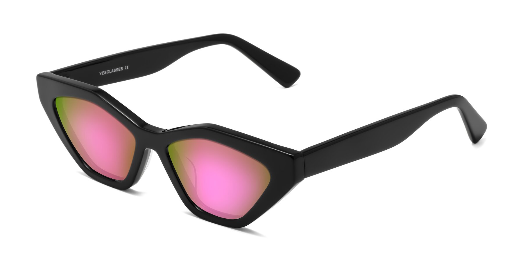Angle of Riley in Black with Pink Mirrored Lenses