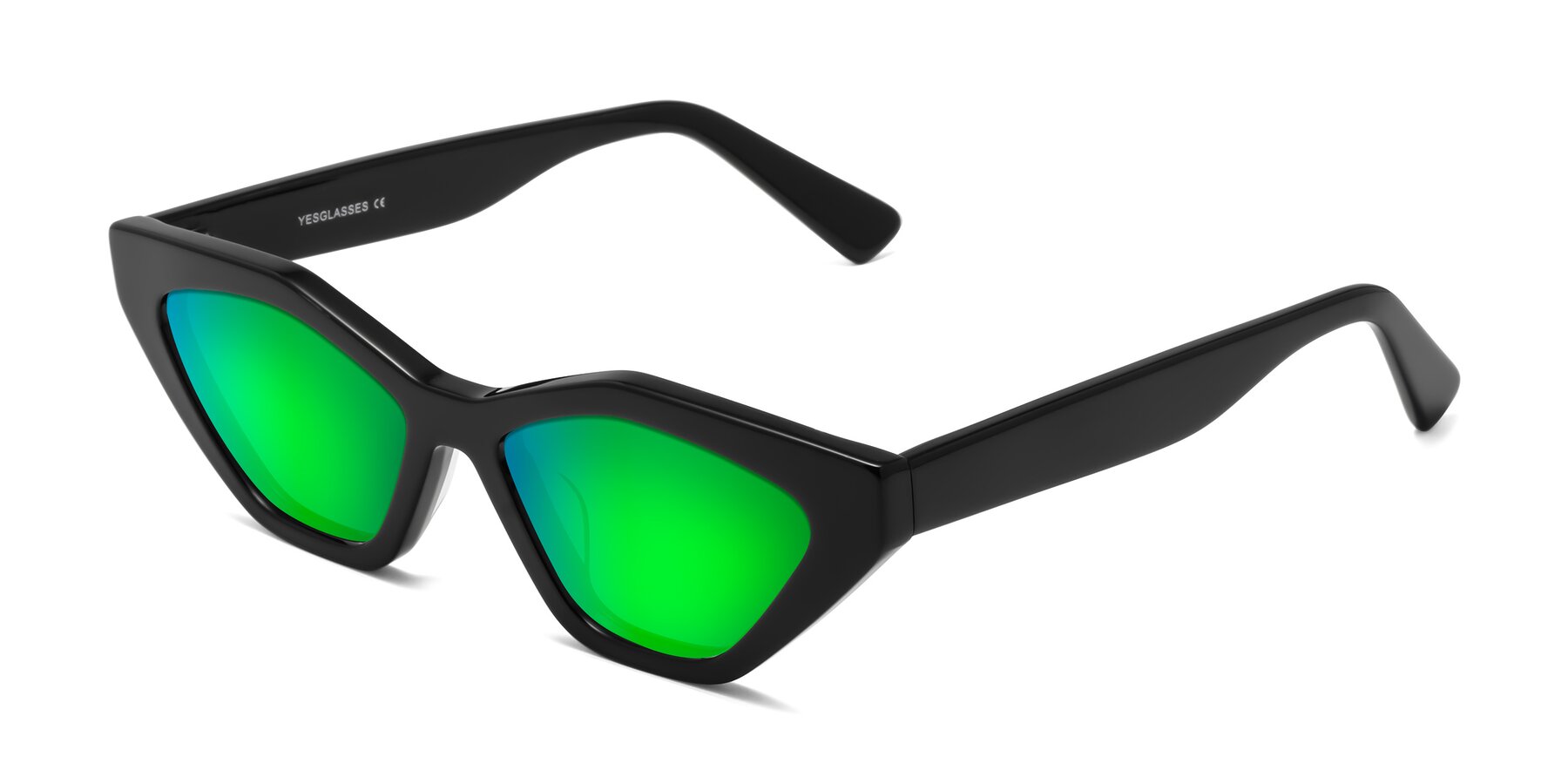 Angle of Riley in Black with Green Mirrored Lenses