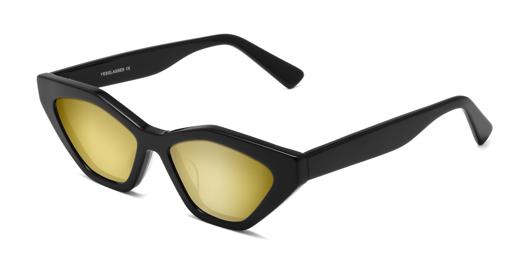 Angle of Riley in Black with Gold Mirrored Lenses
