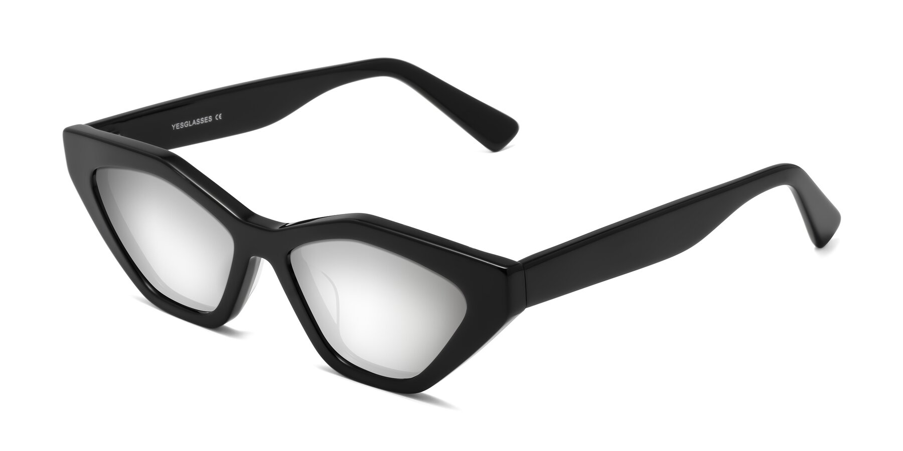 Angle of Riley in Black with Silver Mirrored Lenses