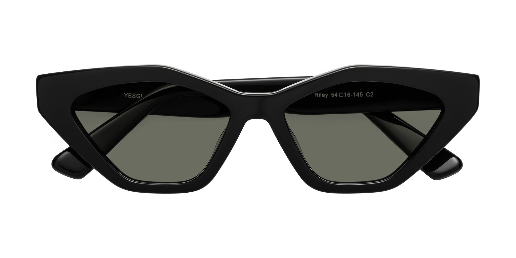 Folded Front of Riley in Black with Gray Polarized Lenses