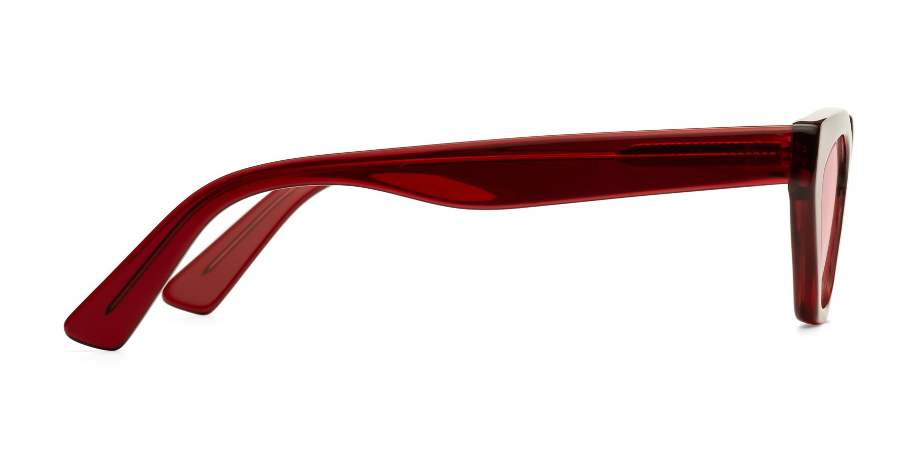 Side of Riley in Wine with Light Garnet Tinted Lenses