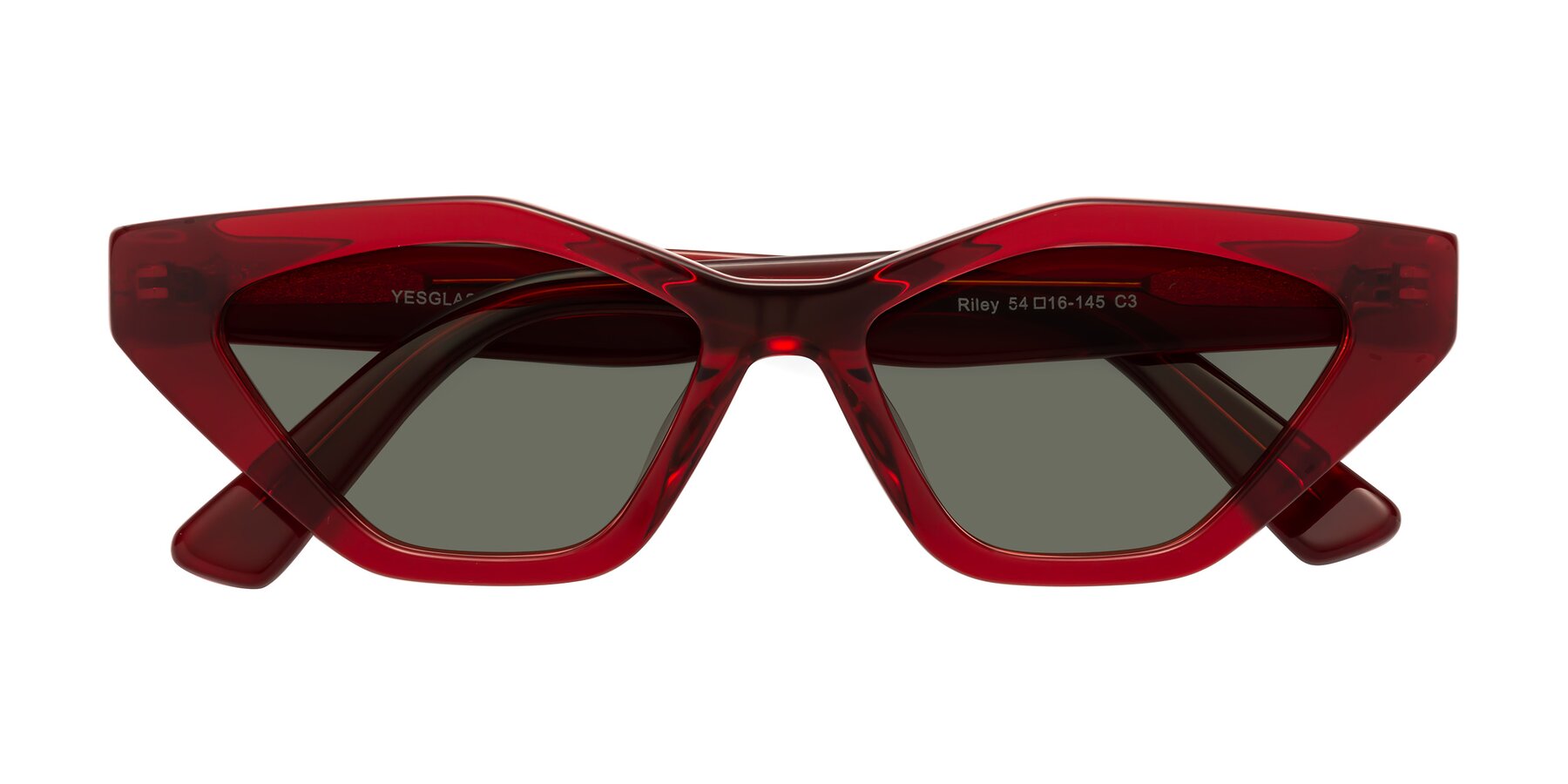 Folded Front of Riley in Wine with Gray Polarized Lenses