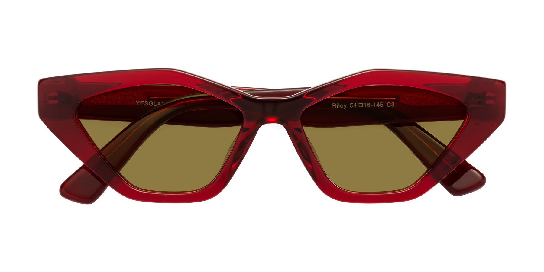 Folded Front of Riley in Wine with Brown Polarized Lenses