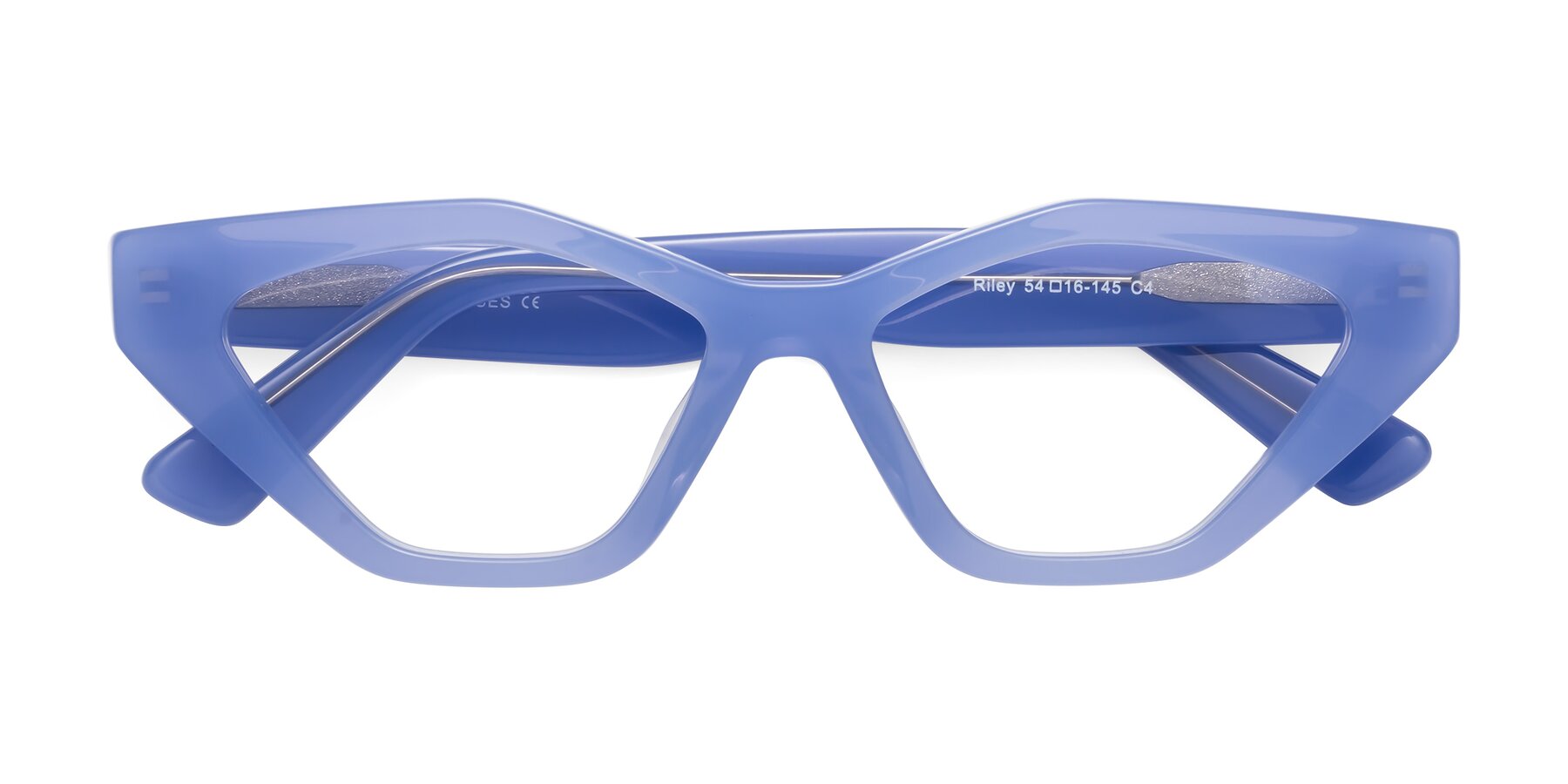 Folded Front of Riley in Sky Blue with Clear Blue Light Blocking Lenses