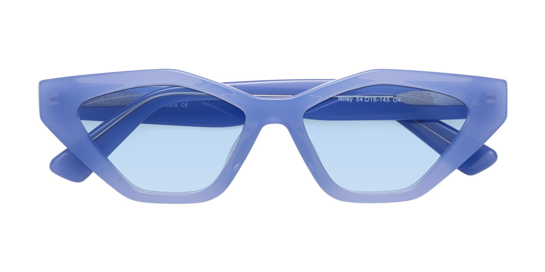 Folded Front of Riley in Sky Blue with Light Blue Tinted Lenses