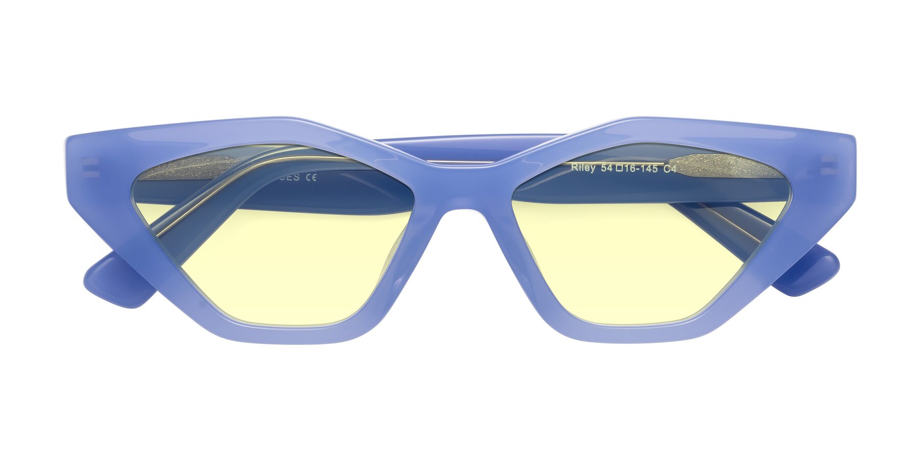 Folded Front of Riley in Sky Blue with Light Yellow Tinted Lenses