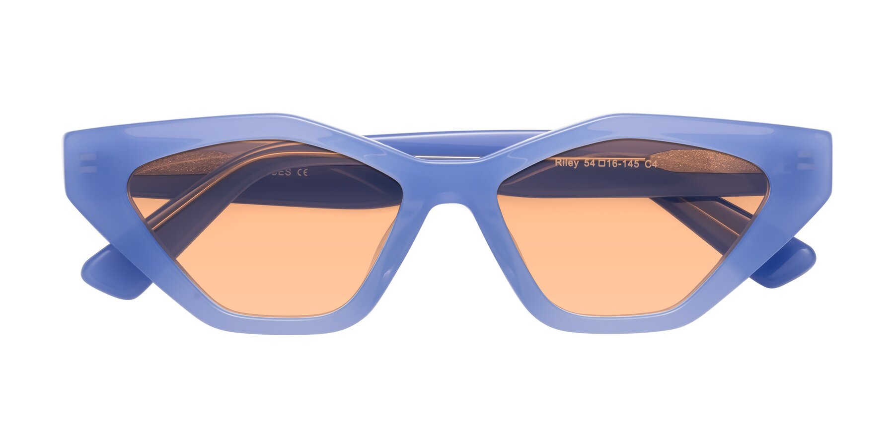 Folded Front of Riley in Sky Blue with Light Orange Tinted Lenses