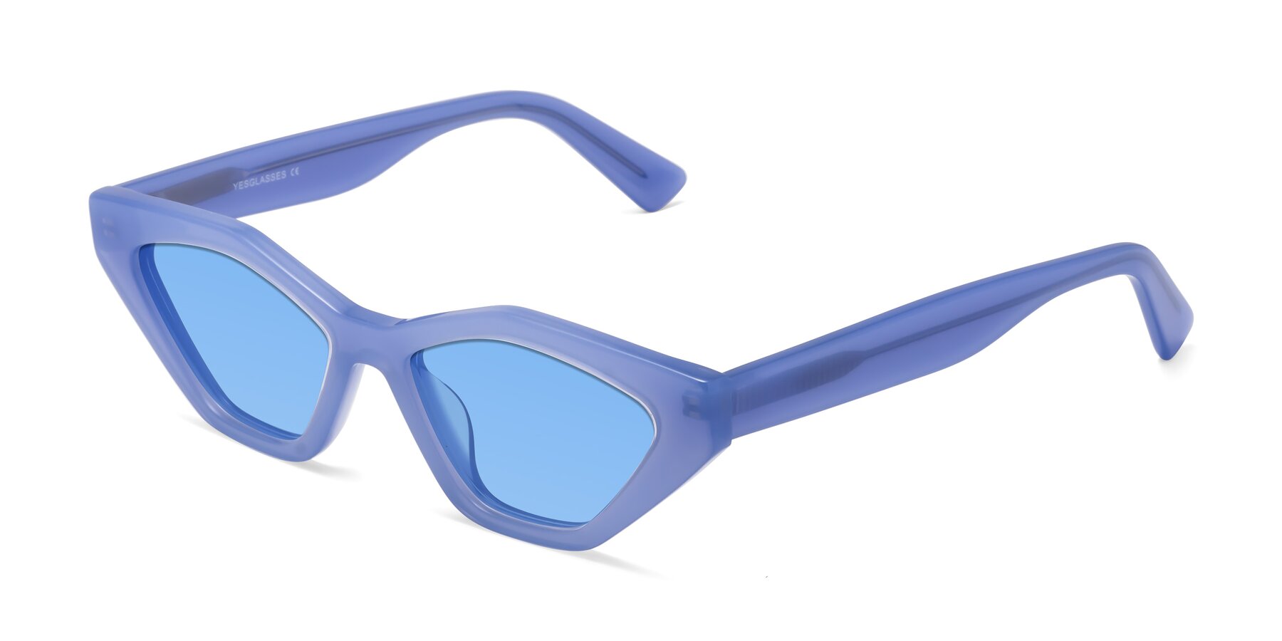 Angle of Riley in Sky Blue with Medium Blue Tinted Lenses