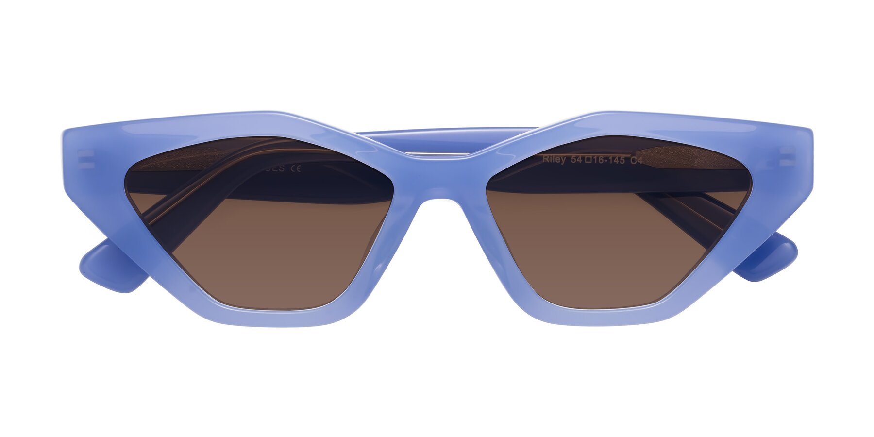 Folded Front of Riley in Sky Blue with Brown Tinted Lenses