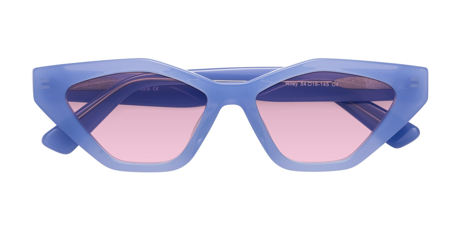 Folded Front of Riley in Sky Blue with Light Wine Tinted Lenses