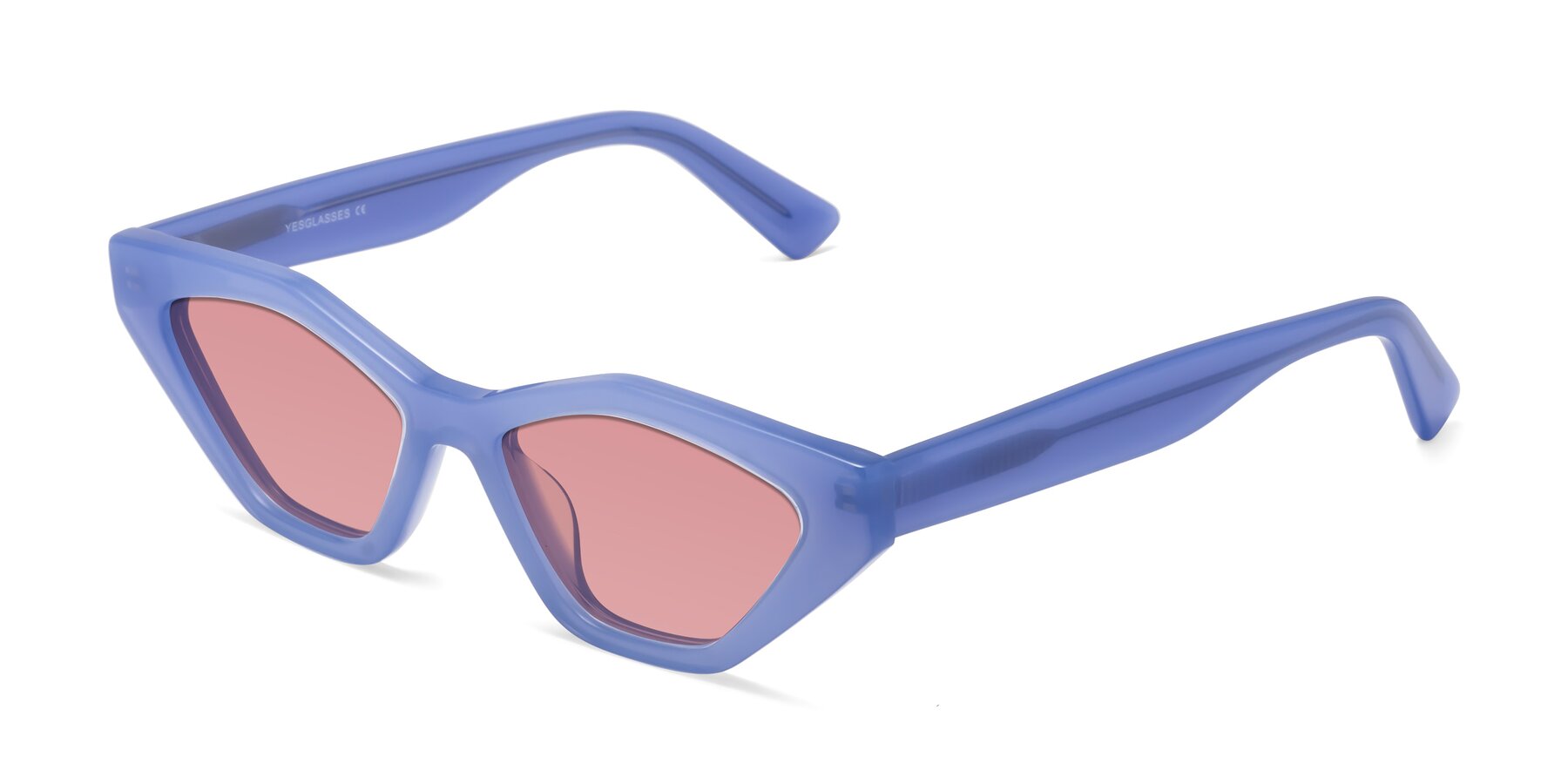 Angle of Riley in Sky Blue with Medium Garnet Tinted Lenses