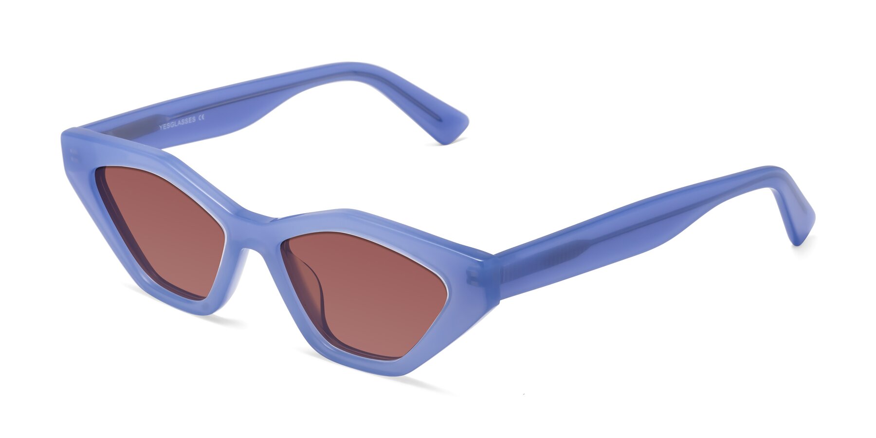 Angle of Riley in Sky Blue with Garnet Tinted Lenses