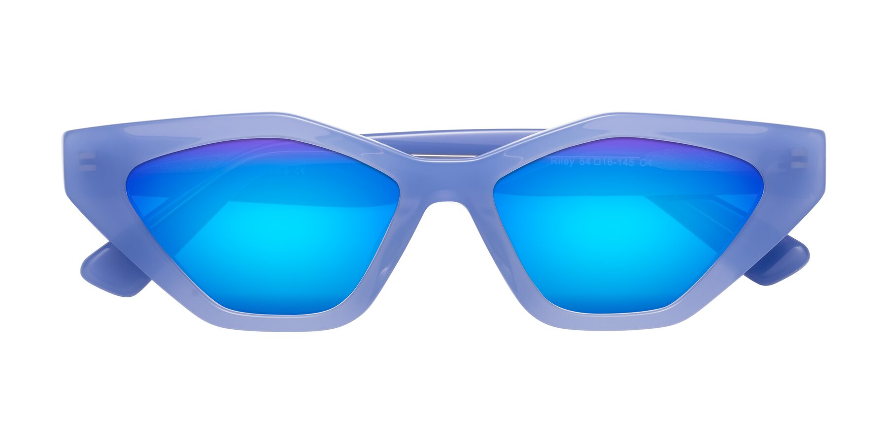 Folded Front of Riley in Sky Blue with Blue Mirrored Lenses