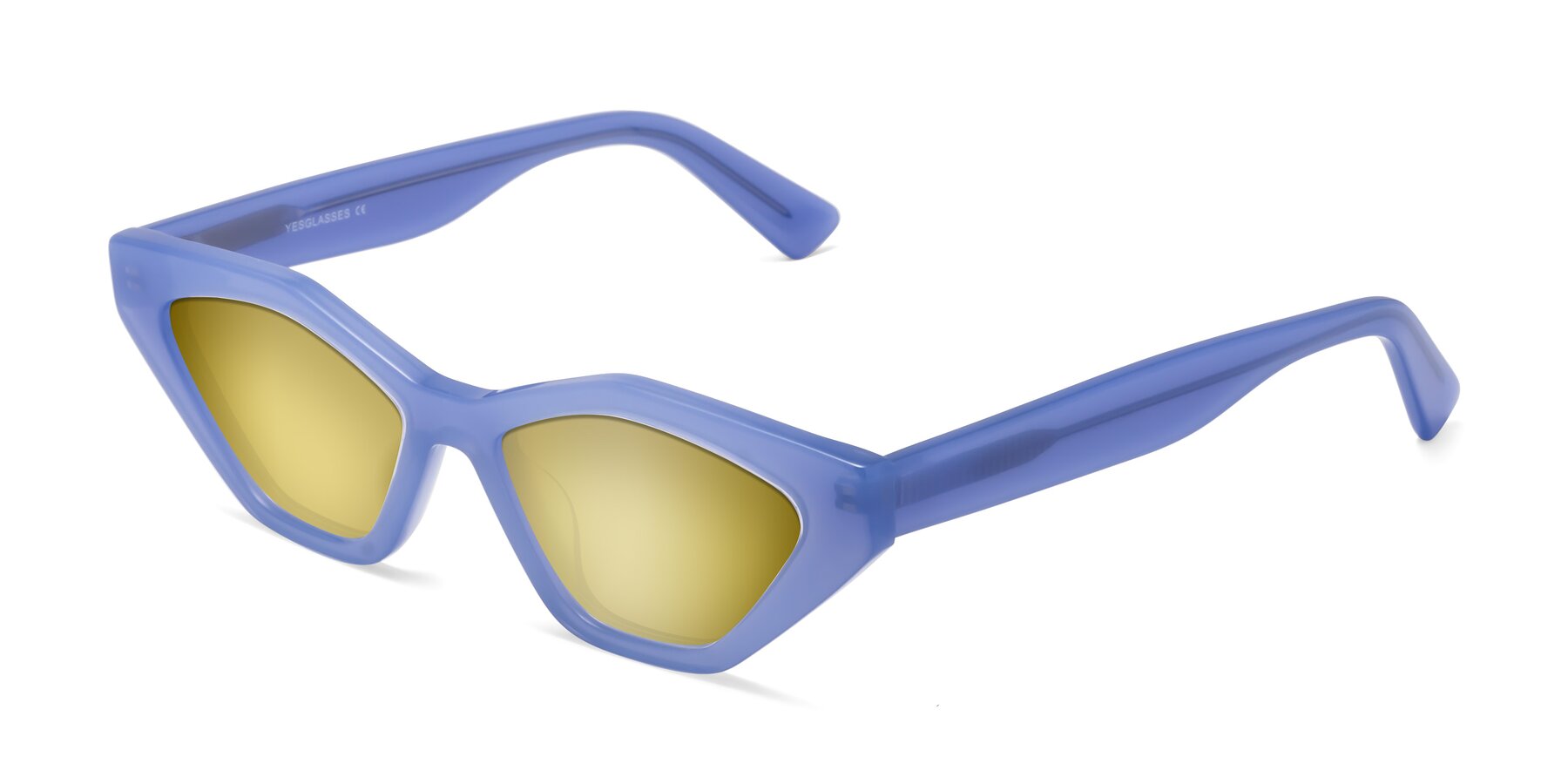 Angle of Riley in Sky Blue with Gold Mirrored Lenses